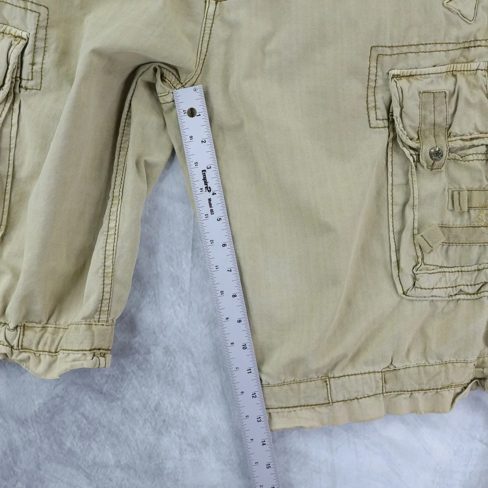 Jet Lag Cargo Shorts Mens 38 Tan Distressed Gorpcore Vintage Y2K Streetwear Belt
